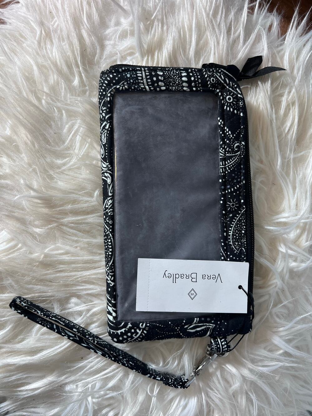 Vera Bradley Stellar Paisley Wallet Clutch with Wrist Strap Black New Retail $59